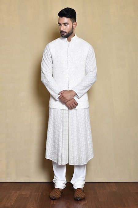 Arihant Rai Sinha Floral Embroidered Bundi Kurta Set 