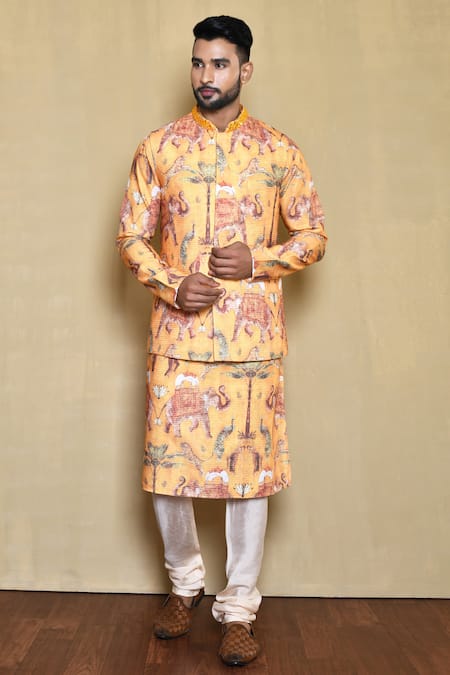 Arihant Rai Sinha Animal Print Bundi Kurta Set 