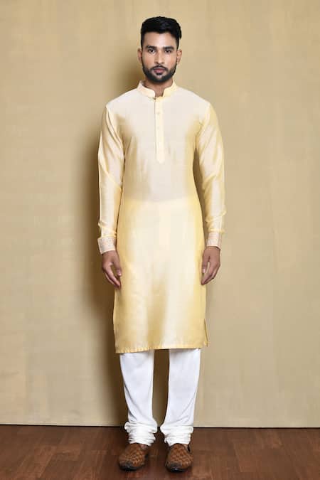 Buy_Arihant Rai Sinha_Red Silk, Cotton Embroidery Paisley Woven Bundi And Kurta Set_Online_at_Aza_Fashions