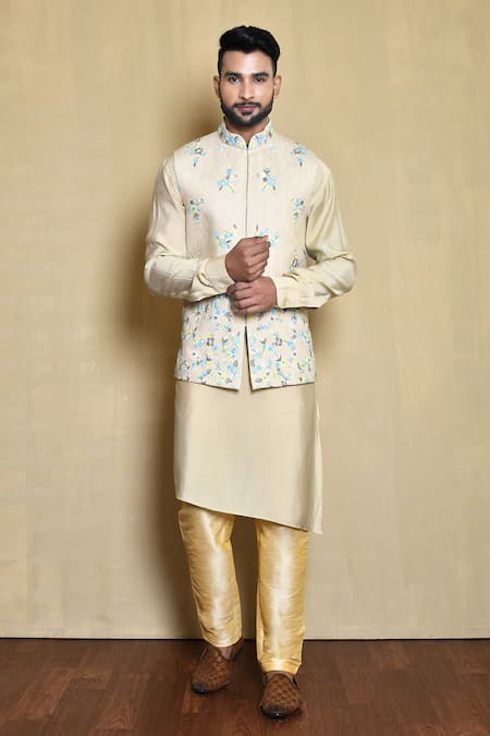 Arihant Rai Sinha Floral Embroidered Bundi & Kurta Set 