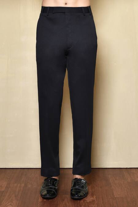 Arihant Rai Sinha_Black Silk, Wool, Cotton Lapel Collar Suit Pant Set _Online_at_Aza_Fashions