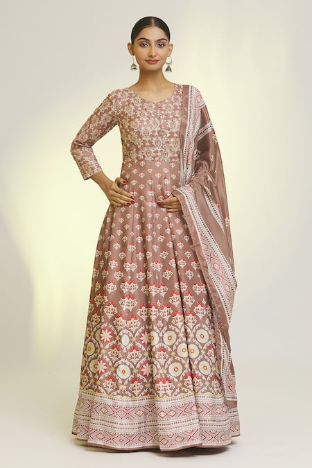 Samyukta Singhania Damask Fleur Print Anarkali With Dupatta 