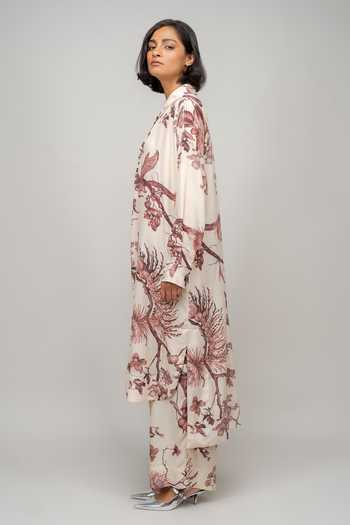 Shop_LEH STUDIOS_Off White Viscose Collared Garden Aurora Borealis Printed Shirt Dress_Online_at_Aza_Fashions