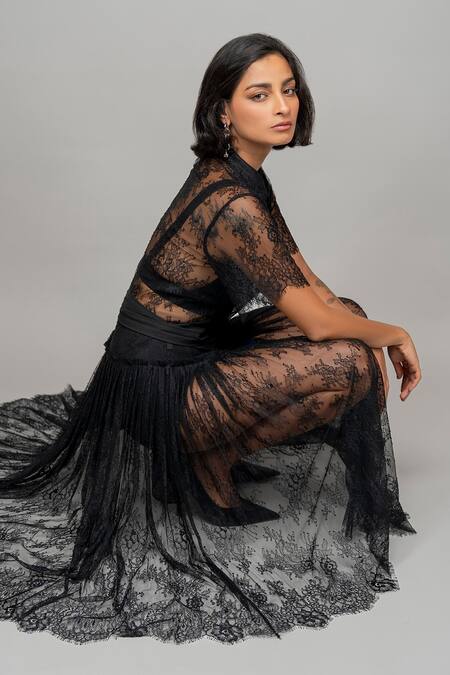 Black Dress Church Attire Near Me Leh Studios Black Viscose Lace