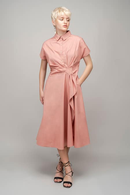 Leh Studios Draped Shirt Midi Dress 