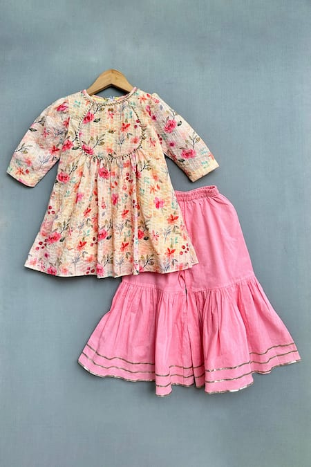 Label Neeti Floral Print Sequined Kurta With Sharara 