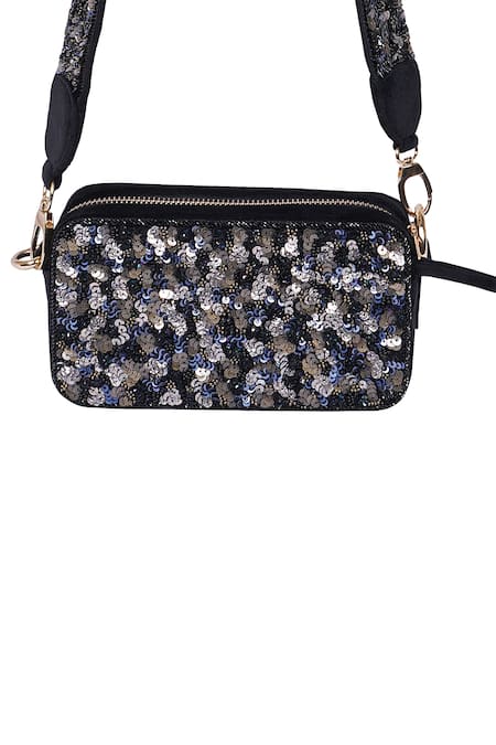 Shop Veruschka By Payal Kothari Black Embellished Anna Sequin Sling Bag Online at Aza Fashions Shop_Veruschka By Payal Kothari_Black Embellished Anna Sequin Sling Bag _Online_at_Aza_Fashions