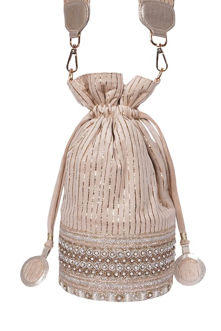 Buy_Veruschka By Payal Kothari_Cream Embellished Gabriella Cutdana Embroidered Potli _Online_at_Aza_Fashions