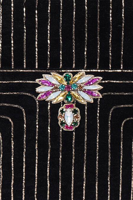 Buy Veruschka By Payal Kothari Black Embellished Kate Stripe Embroidered Sling Bag Online at Aza Fashions Buy_Veruschka By Payal Kothari_Black Embellished Kate Stripe Embroidered Sling Bag _Online_at_Aza_Fashions