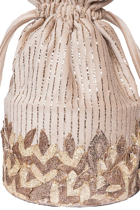 Buy_Veruschka By Payal Kothari_Cream Embellished Sophia Applique Embroidered Potli _Online_at_Aza_Fashions