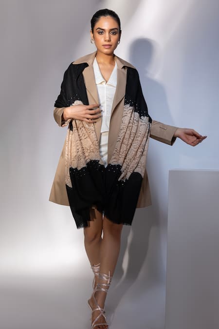 Modarta_Black Swarovski Studded Shawl _Online_at_Aza_Fashions