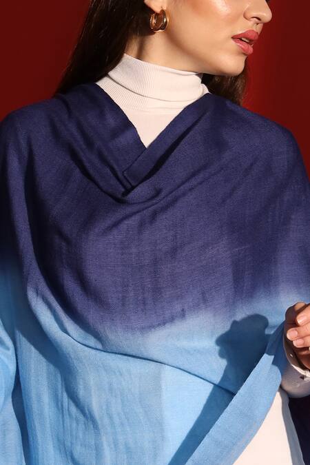 Modarta_Blue Ombre Wool Shawl _Online_at_Aza_Fashions