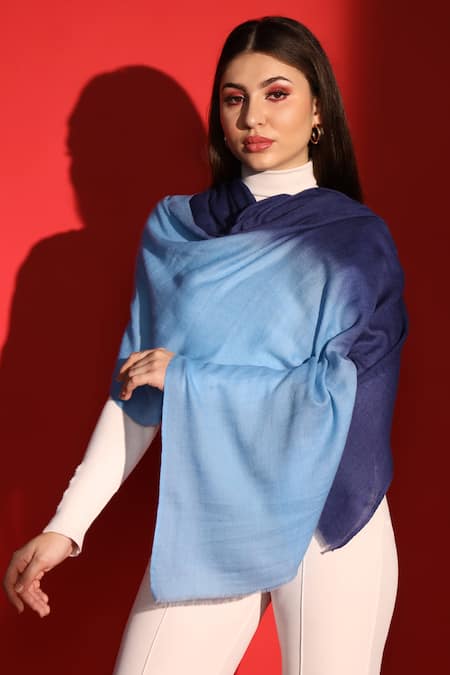 Shop_Modarta_Blue Ombre Wool Shawl _Online_at_Aza_Fashions