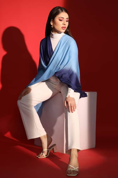Modarta_Blue Ombre Wool Shawl _at_Aza_Fashions