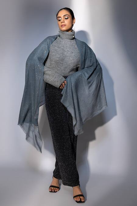 Buy Modarta Grey Swarovski Embellished Shawl Online at Aza Fashions Buy_Modarta_Grey Swarovski Embellished Shawl _Online_at_Aza_Fashions