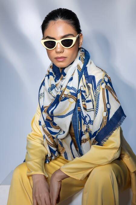 Modarta_Multi Color Wool Printed Shawl_Online_at_Aza_Fashions