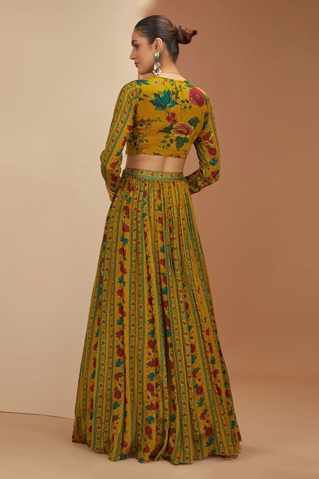 Neha Khullar Floral Stripe Print Lehenga Set 