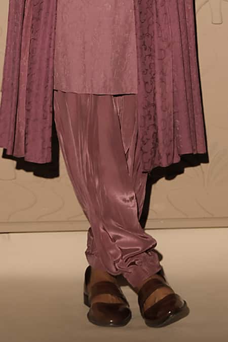 Shop Jubinav Chadha Purple Jacquard Embroidery Colorblock Woven Kurta Set With Stole Online at Aza Fashions Shop_Jubinav Chadha_Purple Jacquard Embroidery Colorblock Woven Kurta Set With Stole _Online_at_Aza_Fashions