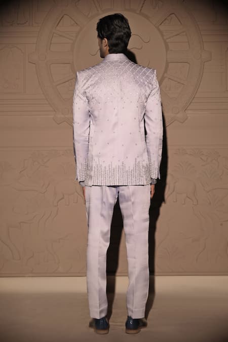 Jubinav Chadha Checkered Embroidered Blazer Set 