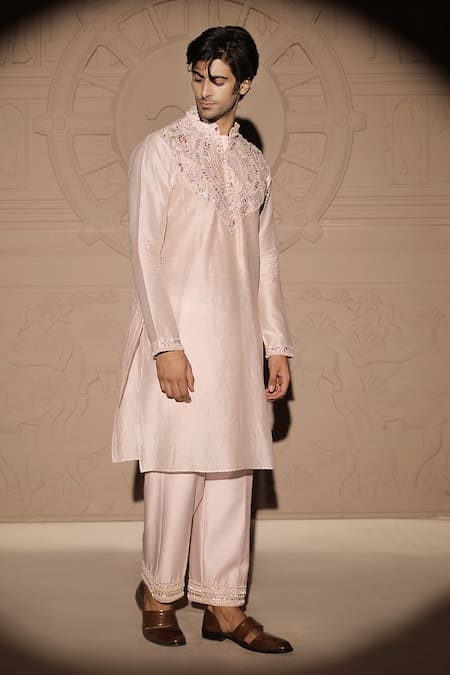 Jubinav Chadha Chanderi Yoke Embroidered Kurta Set 