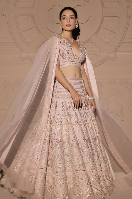 Jubinav Chadha Pink Chanderi Sequins, Beads, Persian Bagh Embellished Lehenga With Blouse Online at Aza Fashions Jubinav Chadha_Pink Chanderi Sequins, Beads, Persian Bagh Embellished Lehenga With Blouse _Online_at_Aza_Fashions