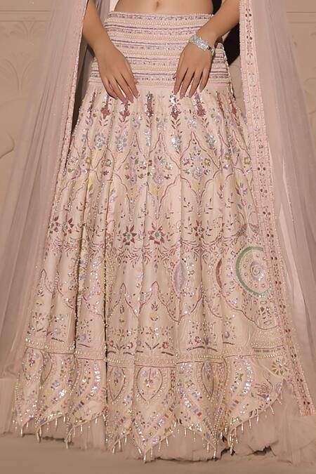 Jubinav Chadha Pink Chanderi Sequins, Beads, Persian Bagh Embellished Lehenga With Blouse at Aza Fashions Jubinav Chadha_Pink Chanderi Sequins, Beads, Persian Bagh Embellished Lehenga With Blouse _at_Aza_Fashions
