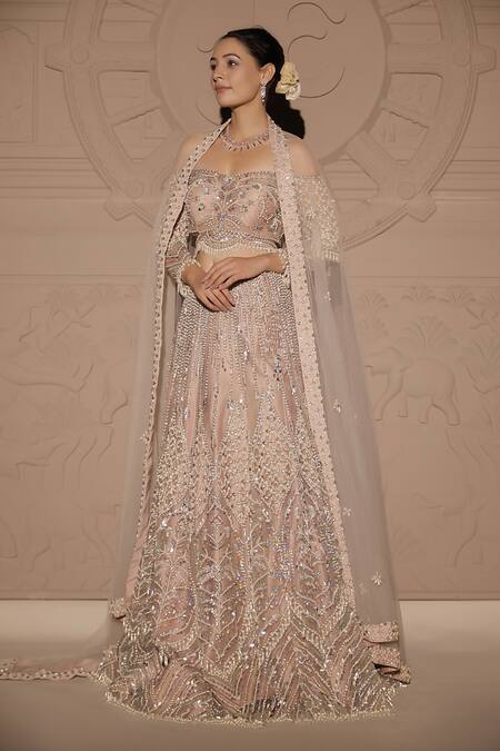 Shop Jubinav Chadha Beige Net Pearls, Sequins, Beads Bahar Embellished Bridal Lehenga Set Online at Aza Fashions Shop_Jubinav Chadha_Beige Net Pearls, Sequins, Beads Bahar Embellished Bridal Lehenga Set _Online_at_Aza_Fashions