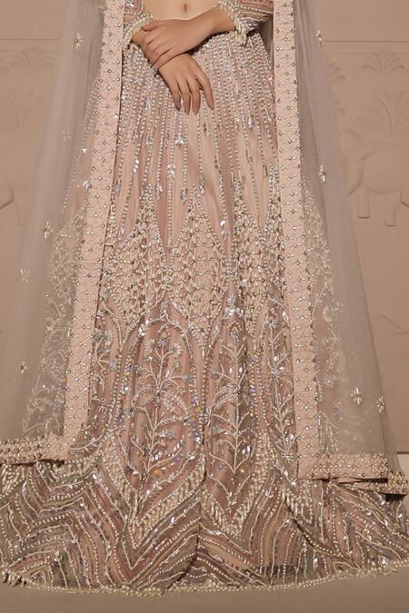 Jubinav Chadha Beige Net Pearls, Sequins, Beads Bahar Embellished Bridal Lehenga Set at Aza Fashions Jubinav Chadha_Beige Net Pearls, Sequins, Beads Bahar Embellished Bridal Lehenga Set _at_Aza_Fashions