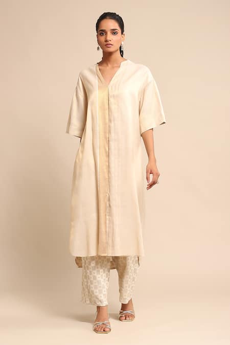 Ritu Kumar Panelled Straight Kurta Palazzo Set 