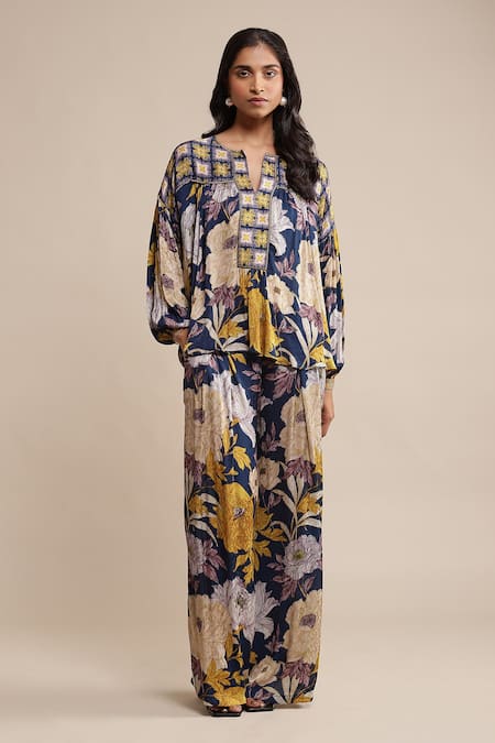 Ritu Kumar Floral Print Short Kurta With Palazzo 