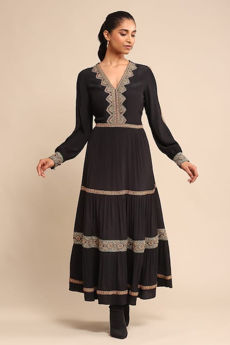 Ritu Kumar Thread Embroidered Tiered Dress 