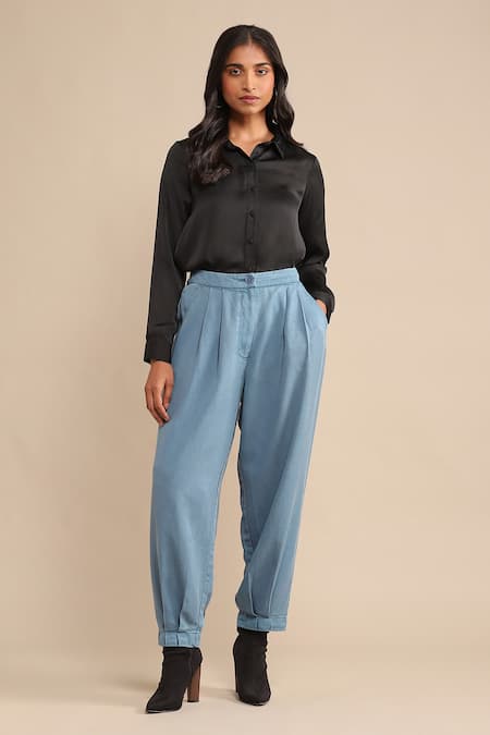 Ritu Kumar Pleated Solid Tapered Pant 