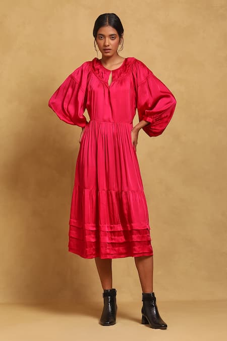 Ritu Kumar Balloon Sleeve Tiered Dress 