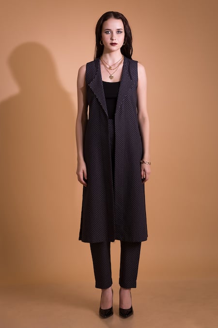 Buy_Orcr_Grey Cotton Beads Collared Checkered Pattern Jacket With Pant _Online_at_Aza_Fashions