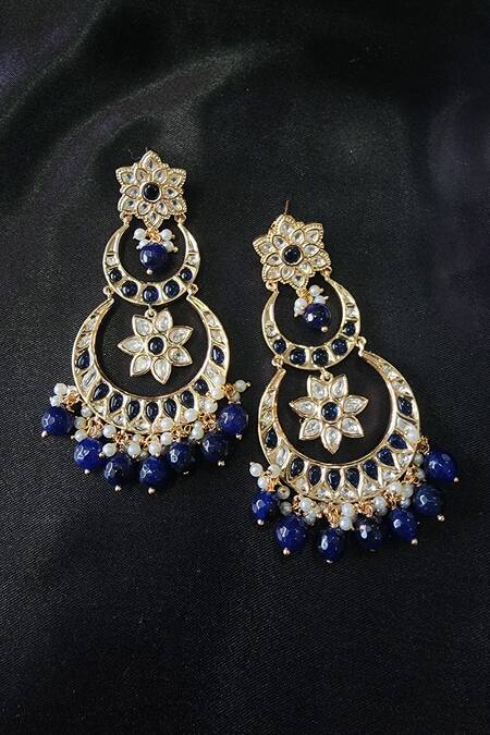 Buy Gold Plated Kira Petals Stone Studded Chandbali Earrings by