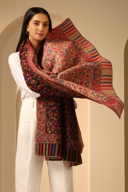 Dusala_Multi Color Taji Woven Reversible Shawl_Online_at_Aza_Fashions