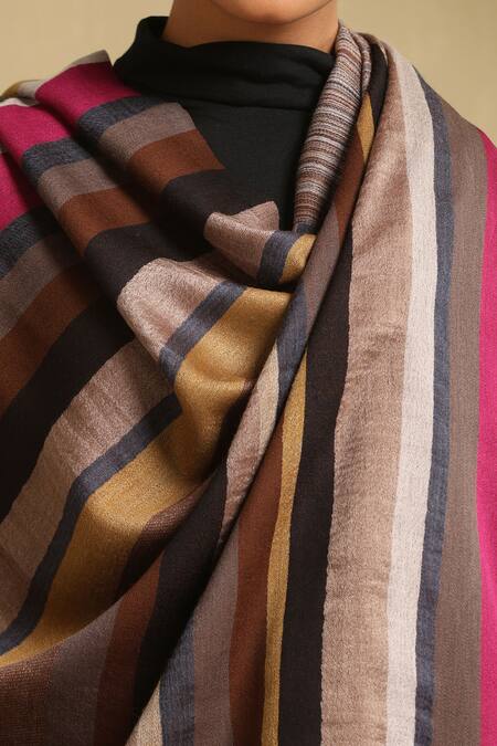 Buy_Dusala_Multi Color Gati Stripe Woven Stole_Online_at_Aza_Fashions