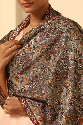 Dusala_Multi Color Dorothy Floral Pattern Cashmere Stole_Online_at_Aza_Fashions