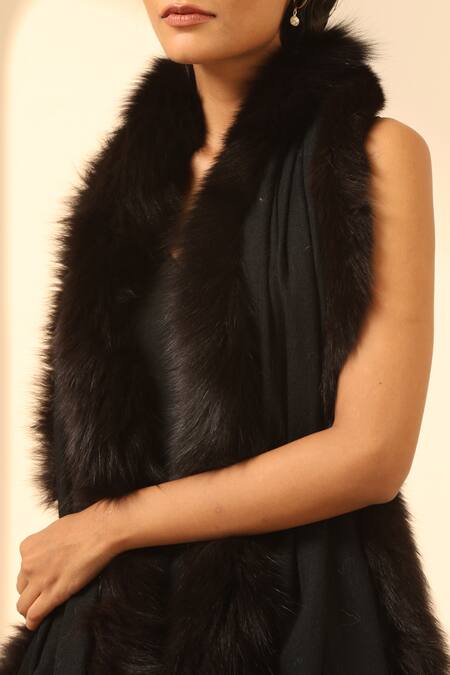 Buy Dusala Black Athena Cashmere Fur Stole Online at Aza Fashions Buy_Dusala_Black Athena Cashmere Fur Stole _Online_at_Aza_Fashions