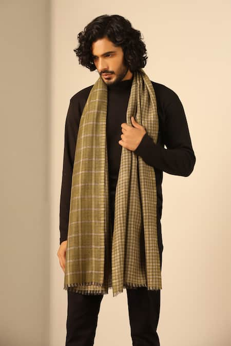 DUSALA Dhruv Cashmere Checkered Pattern Stole 