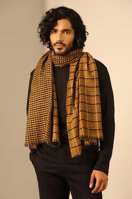 DUSALA Dhruv Cashmere Checkered Pattern Reversible Stole 