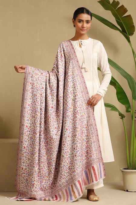 DUSALA Rashi Floral Kani Pattern Cashmere Full Shawl 