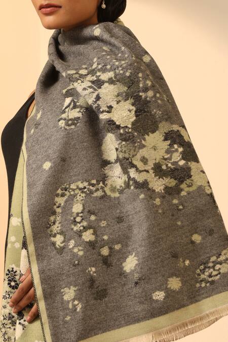 Shop Dusala Green Hope Floral Woven Stole Online at Aza Fashions Shop_Dusala_Green Hope Floral Woven Stole _Online_at_Aza_Fashions
