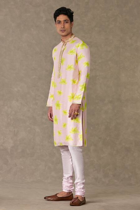 Buy_Masaba_Pink Silk Embroidery Parijat Floral Print Kurta Set_Online_at_Aza_Fashions