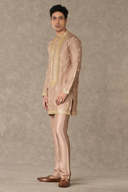 Masaba Beige Raw Silk Embroidered Dori Oatmeal Paan-phool Kurta And Pant Set Online at Aza Fashions Masaba_Beige Raw Silk Embroidered Dori Oatmeal Paan-phool Kurta And Pant Set_Online_at_Aza_Fashions
