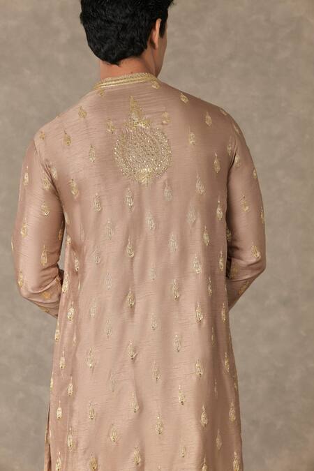 Shop Masaba Beige Raw Silk Embroidered Dori Oatmeal Paan-phool Kurta And Pant Set Online at Aza Fashions Shop_Masaba_Beige Raw Silk Embroidered Dori Oatmeal Paan-phool Kurta And Pant Set_Online_at_Aza_Fashions