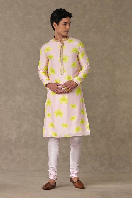 Buy_Masaba_Pink Silk Embroidery Parijat Floral Print Kurta Set