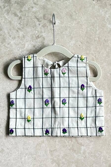 Buy_Khela_Blue Cotton Silk Embroidered Resham Peplum Overlay Floral Pattern Skirt Set_Online_at_Aza_Fashions