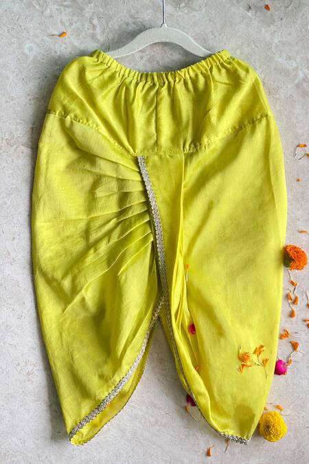 Buy_Khela_Blue Cotton Silk Embroidered Resham Peplum Tie-up Overlay Dhoti Pant Set_Online_at_Aza_Fashions