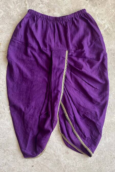 Buy_Khela_Blue Cotton Silk Embroidered Resham Checkered Peplum Overlay Dhoti Pant Set_Online_at_Aza_Fashions